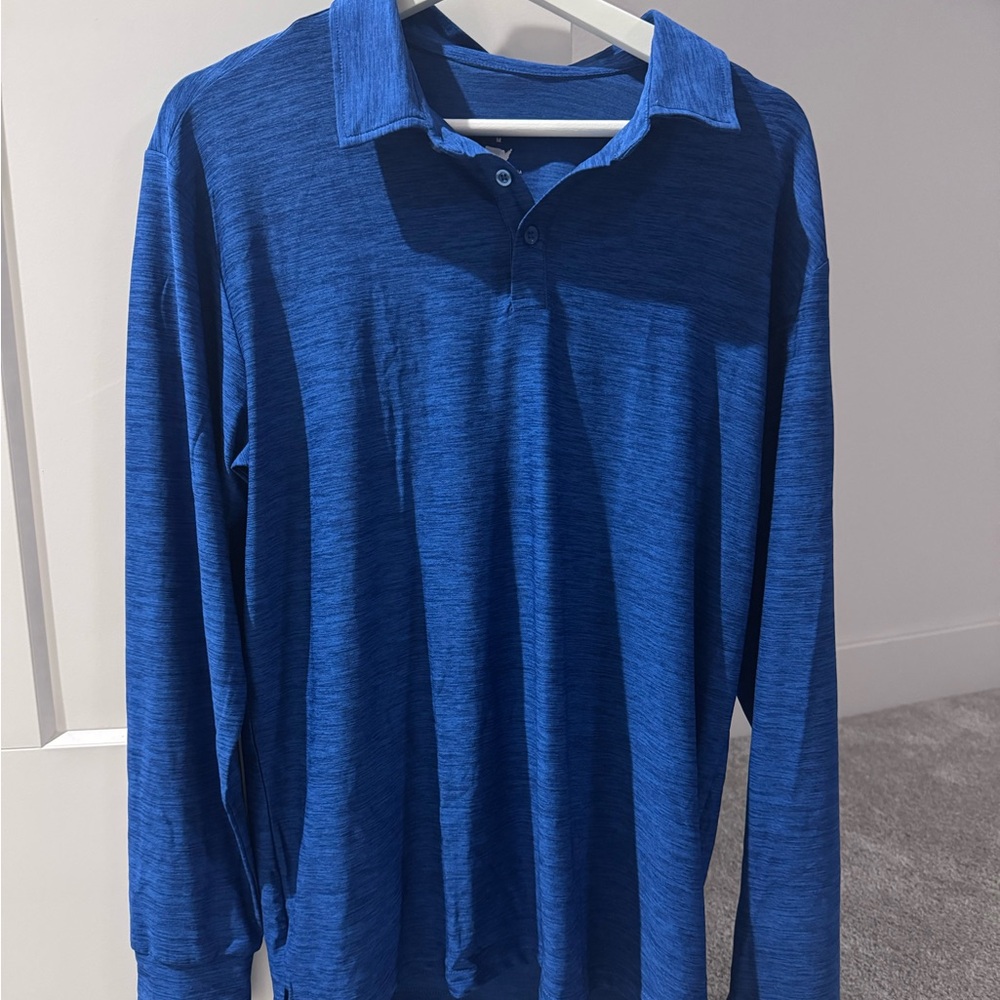Classic Blue Long Sleeve Polo Shirt